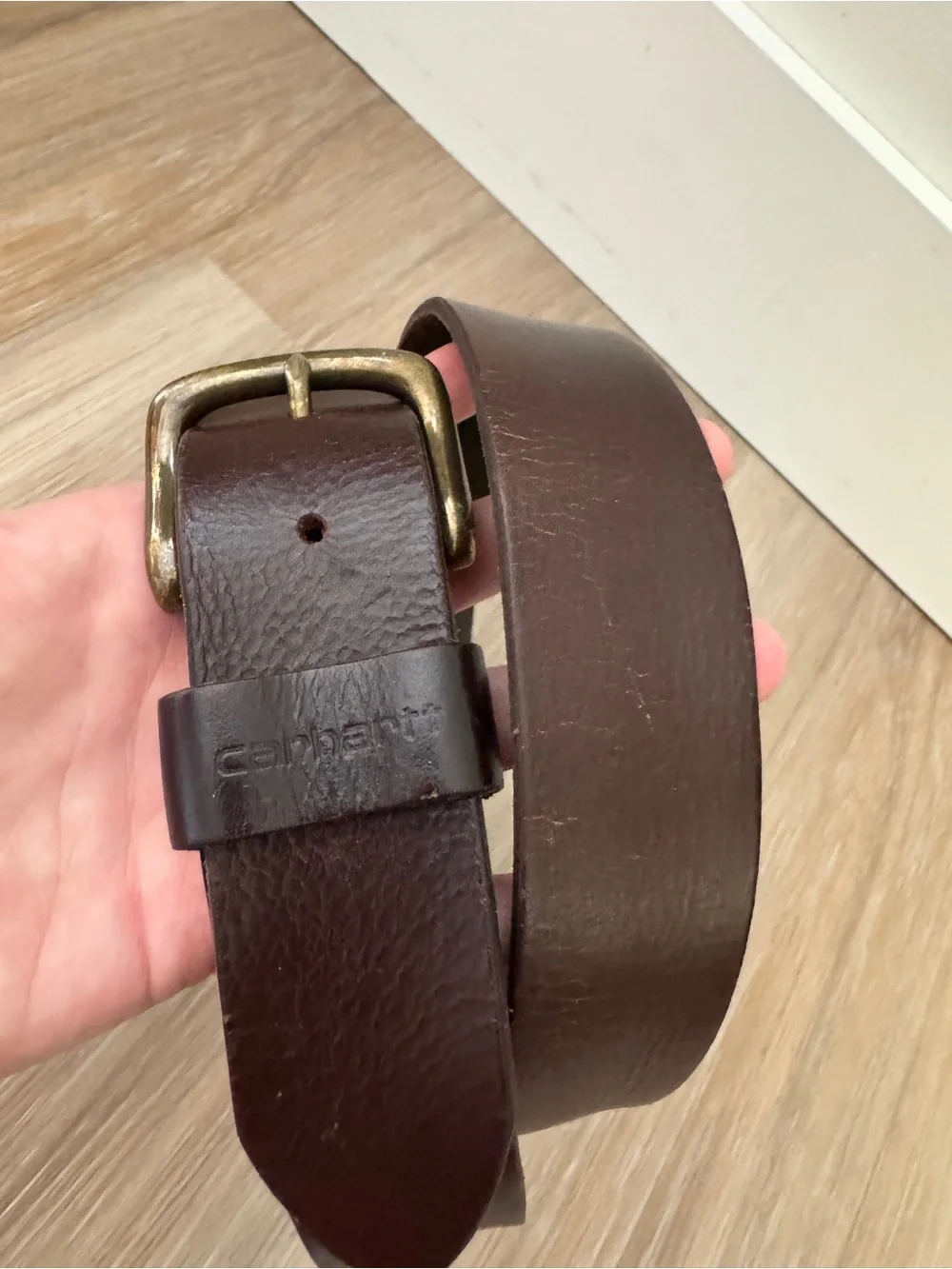 Carhartt Bridle Leather Classic Buckle Belt Brown Full Grain Size 38 Men’s